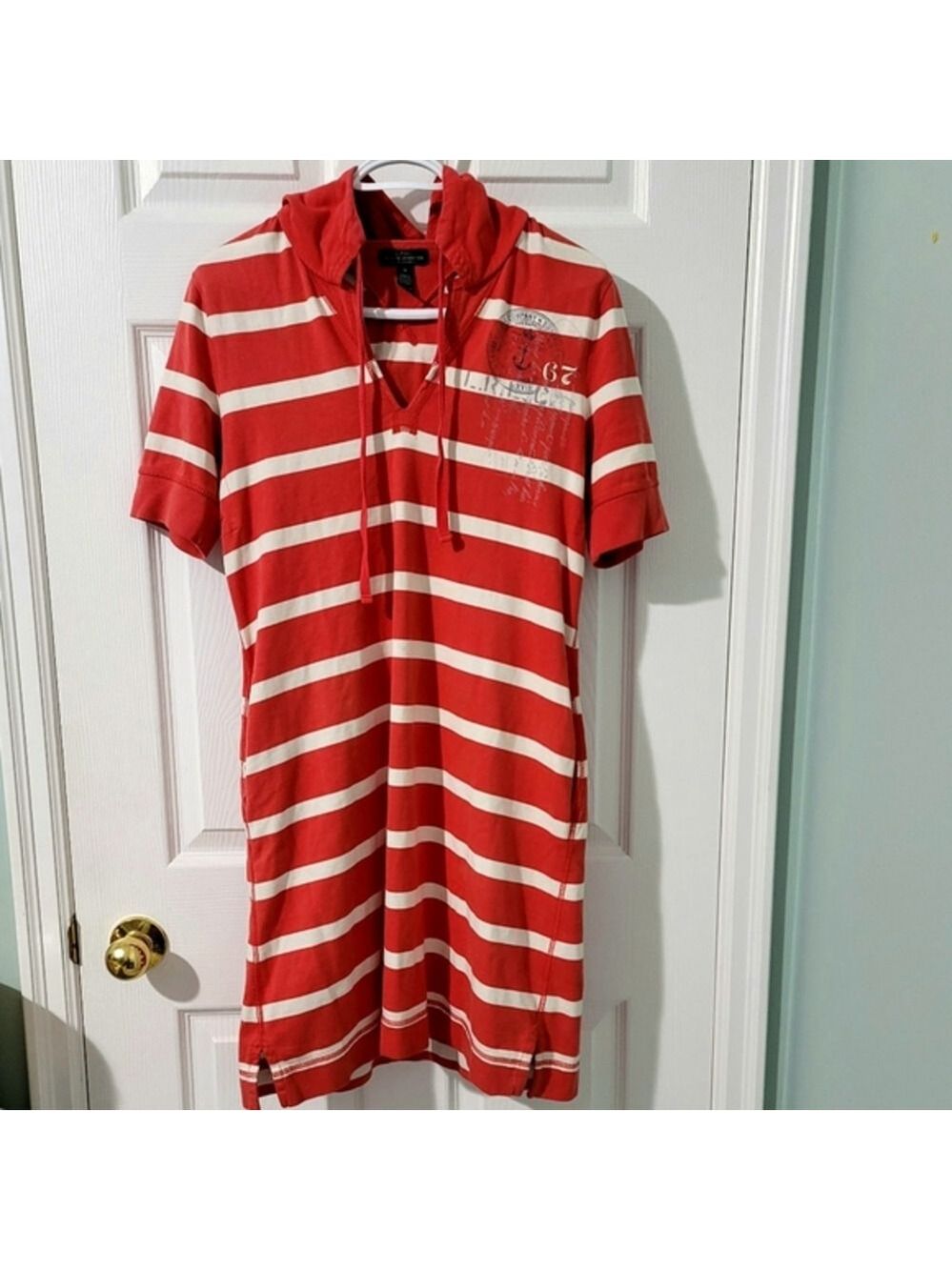 Lauren Jeans Co Ralph Lauren Hooded Striped Nautical Dress Size M
